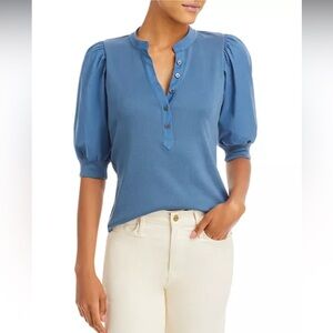 Veronica Beard Coralee Blue Puff Sleeve Blouse